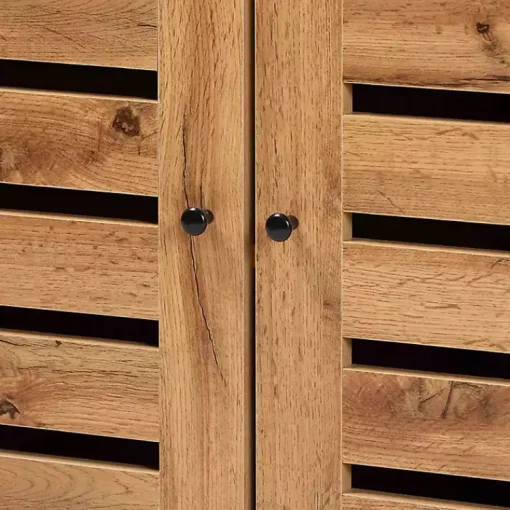 Kirklands Home Entryway Furniture|Slatted Oak Wood Cabinet