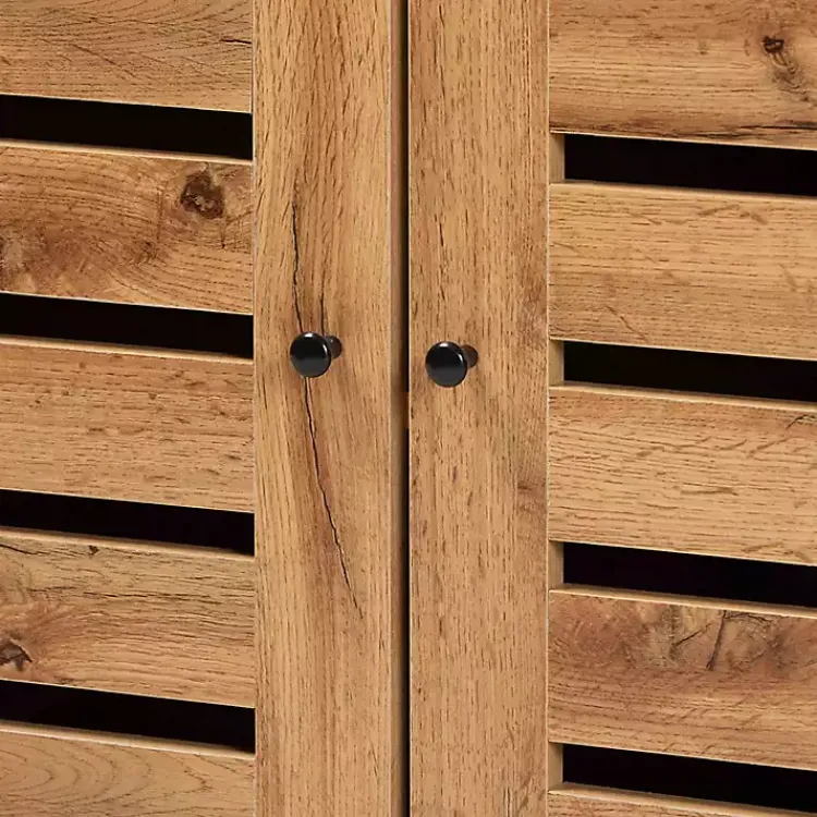 Kirklands Home Entryway Furniture|Slatted Oak Wood Cabinet
