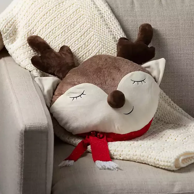 Sleepy Reindeer Plush Christmas Pillow Christmas Pillows