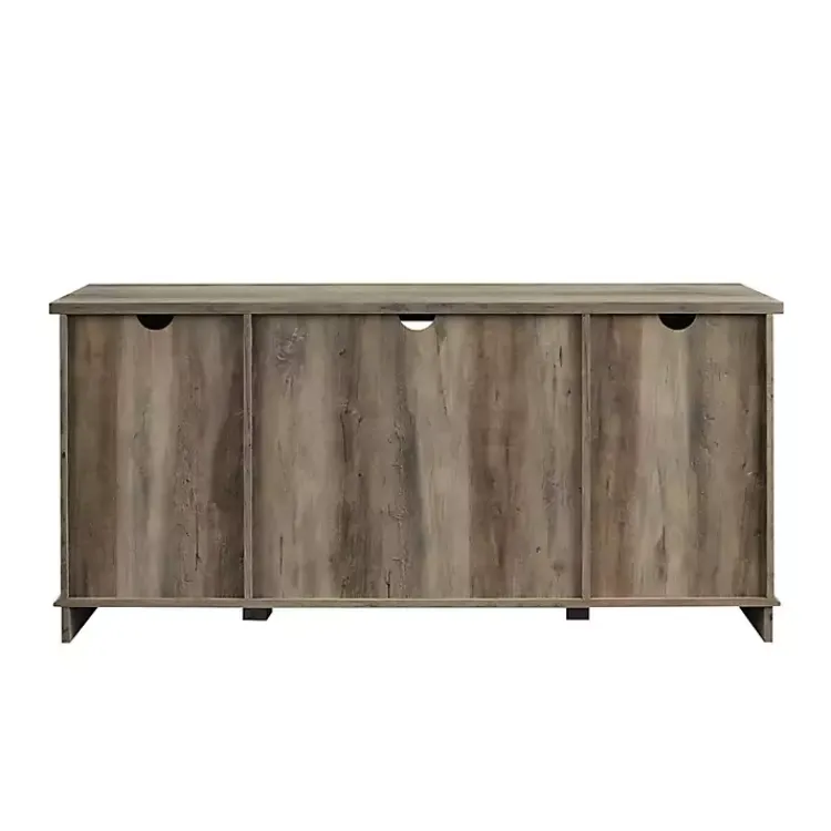 Kirklands Home Tv Stands & Media Consoles|Sliding Barn Door Open Shelf Wash TV Stand Gray