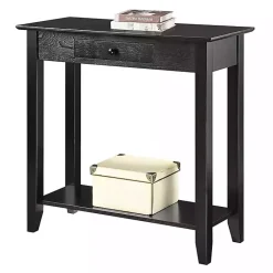 Kirklands Home Console Tables|Slim Single Drawer Console Table Black