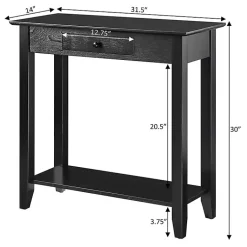 Kirklands Home Console Tables|Slim Single Drawer Console Table Black