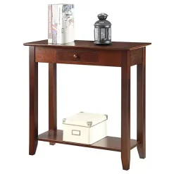 Kirklands Home Console Tables|Slim Single Drawer Console Table Brown