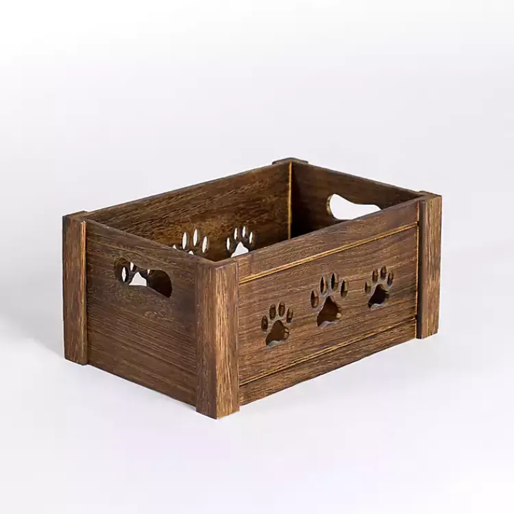 Best Small Paw Print Cutout Wooden Crate Baskets & Boxes