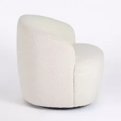Kirklands Home Accent Chairs|Small Round Cream Boucle Swivel Accent Chair White