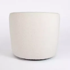 Kirklands Home Accent Chairs|Small Round Cream Boucle Swivel Accent Chair White