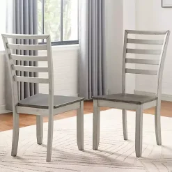 Kirklands Home Dining Chairs|Smoked Honey and Alabaster Dining Chairs, Set of 2