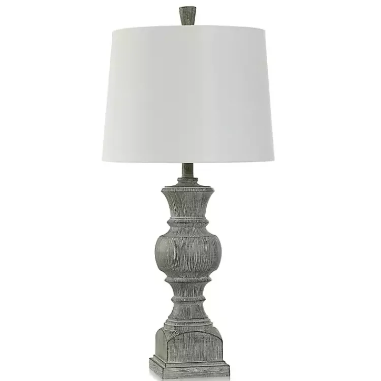 Kirklands Home Table Lamps|Smokey Slate Gray Baluster Grain Table Lamp White