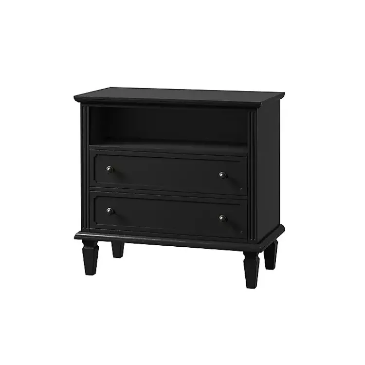 Kirklands Home Nightstands|Smooth 2-Drawer Wood Nightstand Black