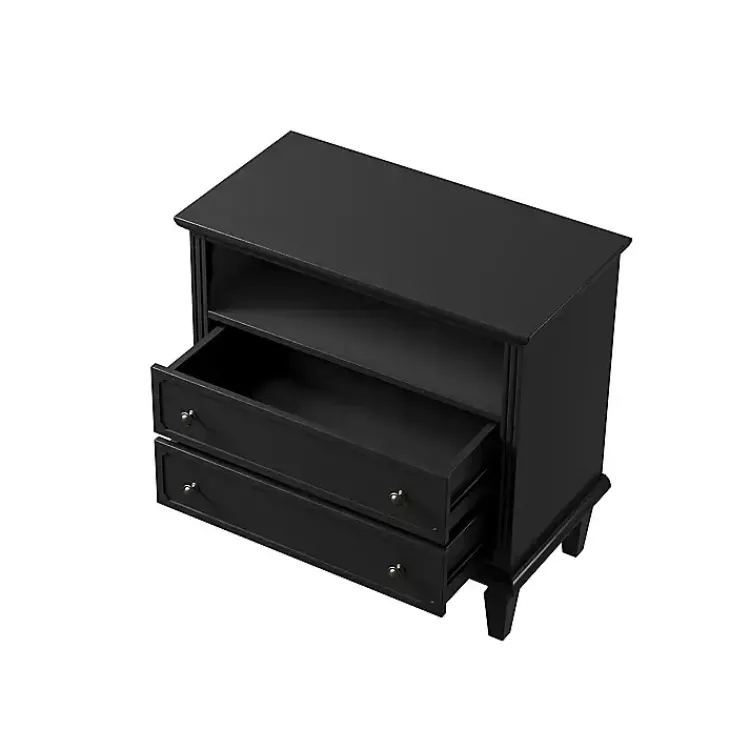 Kirklands Home Nightstands|Smooth 2-Drawer Wood Nightstand Black