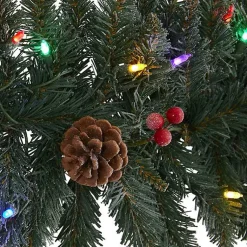 Hot Snow Dusted Pine Cone and Berries LED Garland Christmas Arrangements & Garland