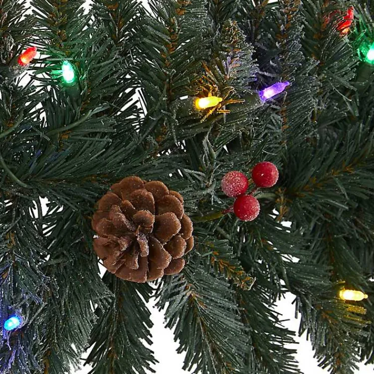 Hot Snow Dusted Pine Cone and Berries LED Garland Christmas Arrangements & Garland