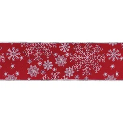 Clearance Snowflakes on Red 5 yard Christmas Ribbon Christmas Decorations