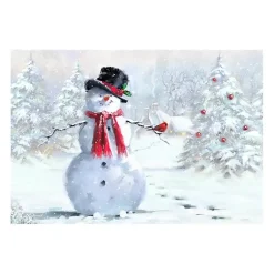 Sale Snowman and Cardinal Canvas Art Print Christmas Art & Wall Decor