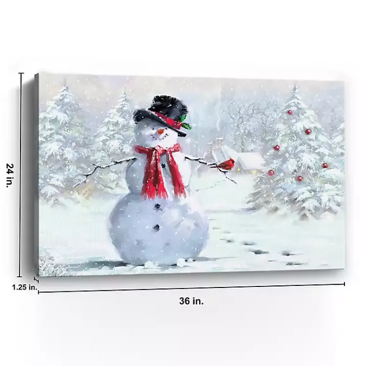 Sale Snowman and Cardinal Canvas Art Print Christmas Art & Wall Decor