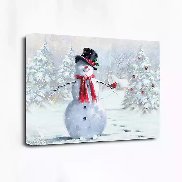 Sale Snowman and Cardinal Canvas Art Print Christmas Art & Wall Decor