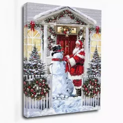 Sale Snowman and Santa Canvas Art Print Christmas Art & Wall Decor
