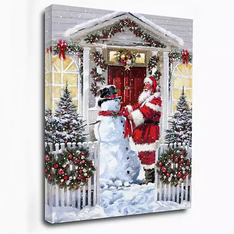 Sale Snowman and Santa Canvas Art Print Christmas Art & Wall Decor