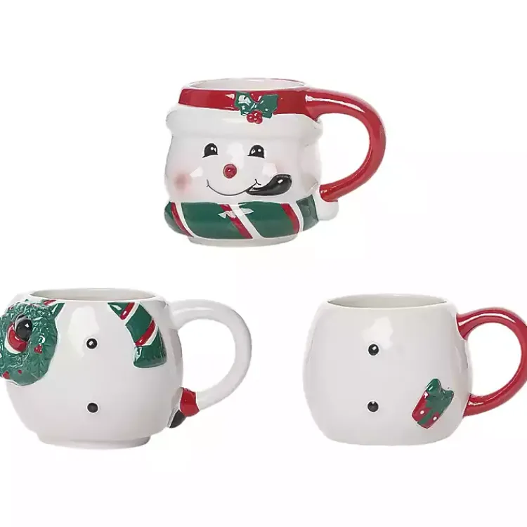 Sale Snowman Ceramic Stacking Mugs, Set of 3 Christmas Dining & Entertaining
