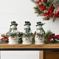 Sale Snowman Holding Pine Statues, Set of 3 Christmas Decorations