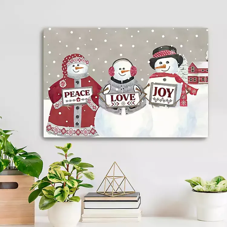 Snowman Peace Love Joy Christmas Wall Art Christmas Art & Wall Decor