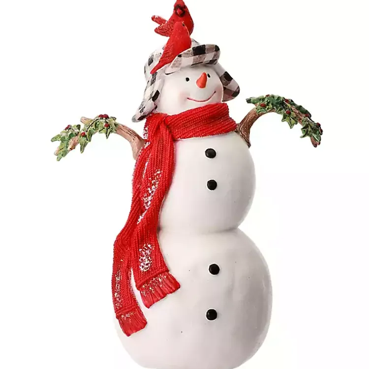 Snowman with Cardinals Statue Christmas Decorations