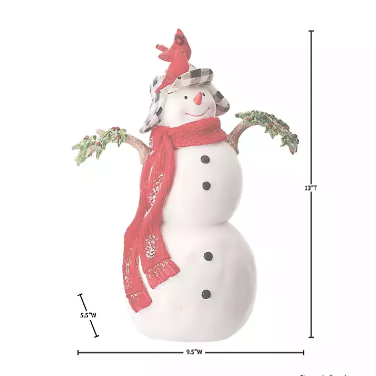Snowman with Cardinals Statue Christmas Decorations