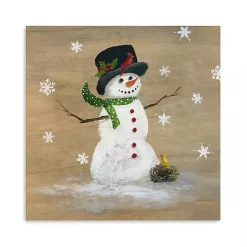 Best Snowman Yellow Bird Canvas Christmas Art Print Christmas Art & Wall Decor