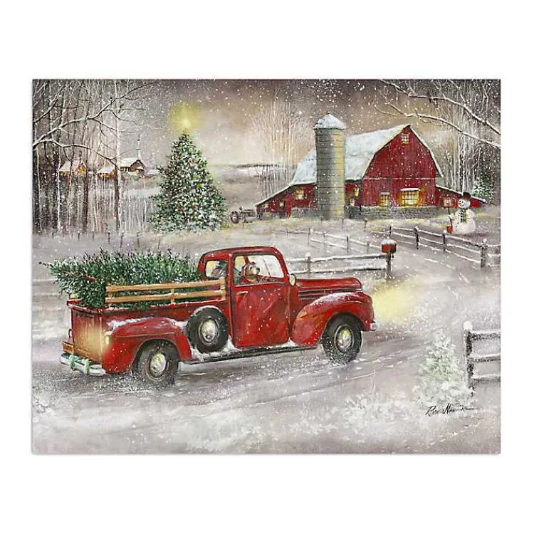 Sale Snowy Barn and Truck Canvas Art Print Christmas Art & Wall Decor