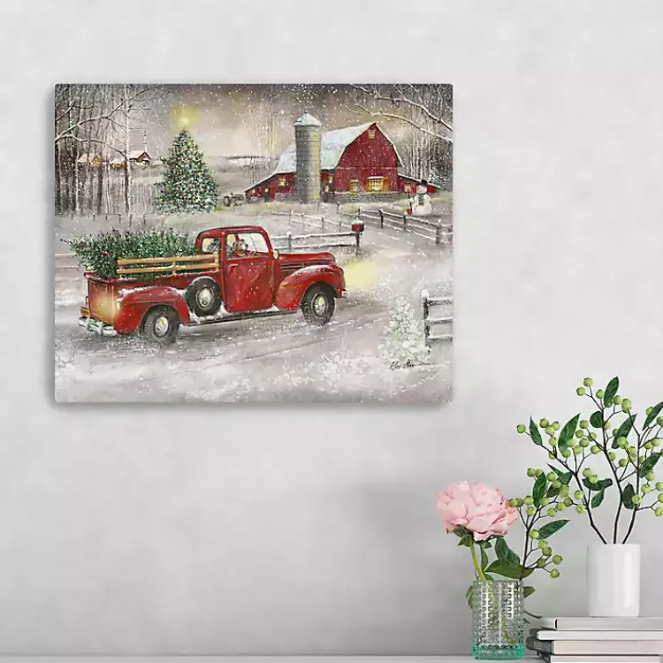 Sale Snowy Barn and Truck Canvas Art Print Christmas Art & Wall Decor