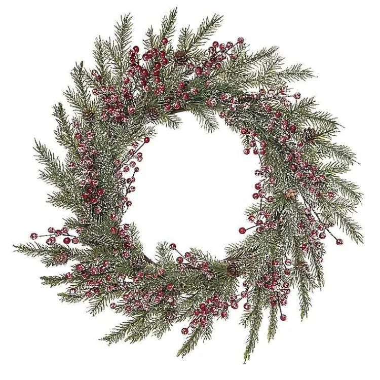 Hot Snowy Berry and Greenery Christmas Wreath Christmas Wreaths
