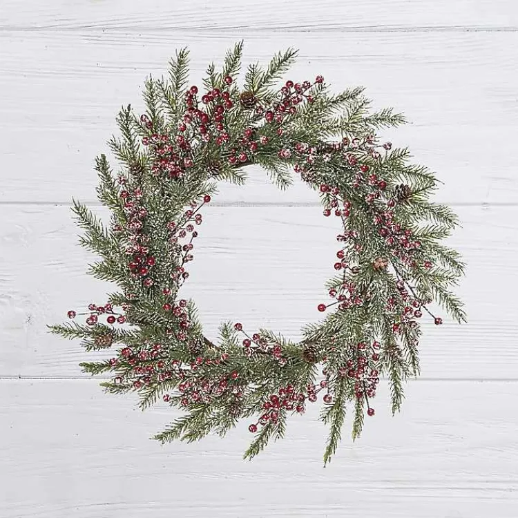 Hot Snowy Berry and Greenery Christmas Wreath Christmas Wreaths