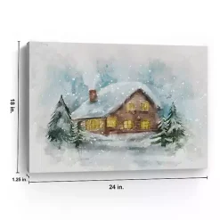 New Snowy Cabin Canvas Art Print Christmas Art & Wall Decor
