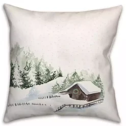 Sale Snowy Cabin Christmas Pillow Christmas Pillows