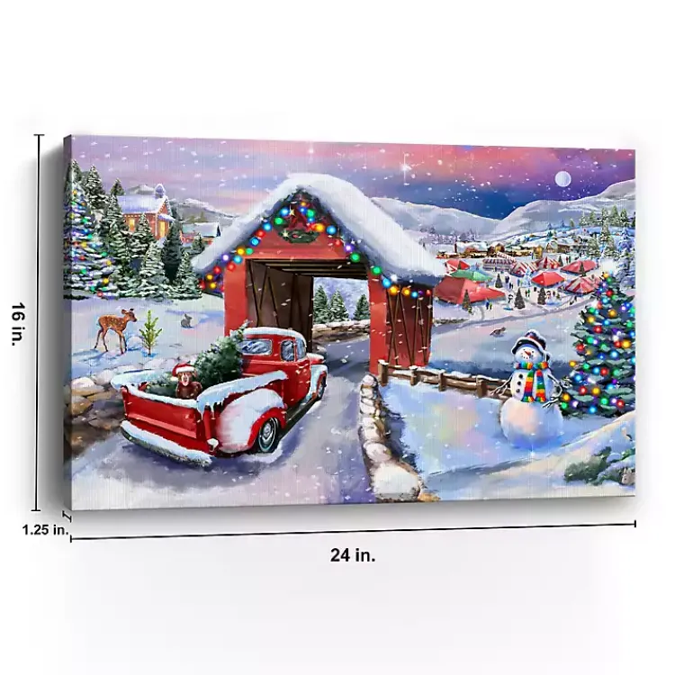 New Snowy Christmas Road Trip Canvas Art Print, 16x24 Christmas Art & Wall Decor