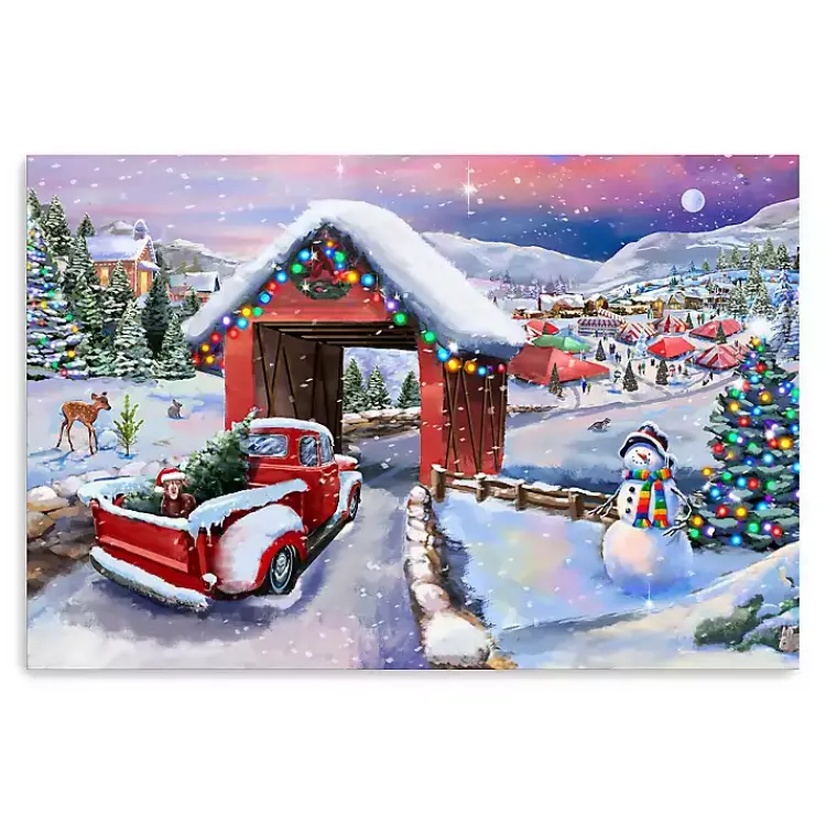 Discount Snowy Christmas Road Trip Canvas Art Print, 24x36 Christmas Art & Wall Decor