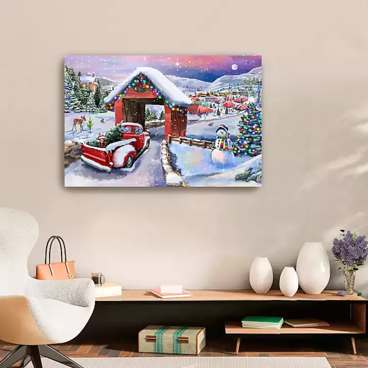 Discount Snowy Christmas Road Trip Canvas Art Print, 24x36 Christmas Art & Wall Decor