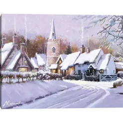 Clearance Snowy Christmas Village Canvas Art Print Christmas Art & Wall Decor
