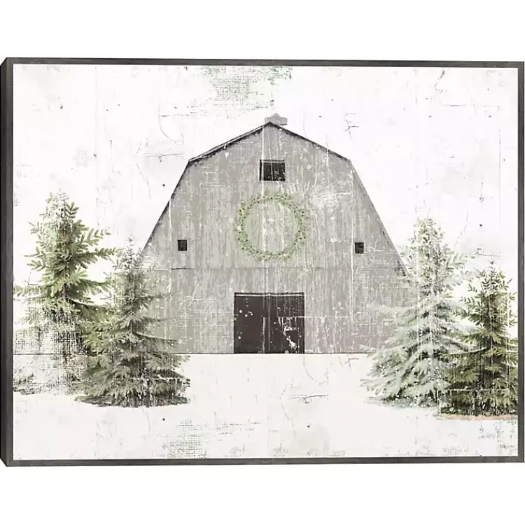 Snowy Barn Christmas Canvas Art Print Christmas Art & Wall Decor