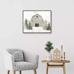 Snowy Barn Christmas Canvas Art Print Christmas Art & Wall Decor