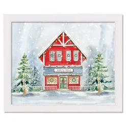 Outlet Snowy North Pole House Framed Canvas Art Print Christmas Art & Wall Decor