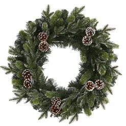 Snowy Pine Cone Clear LED Wreath Christmas Wreaths