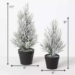 Best Snowy Potted Mini Pine Trees, Set of 2 Christmas Arrangements & Garland