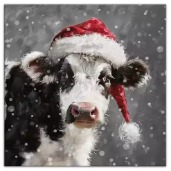 Sale Snowy Santa Cow Canvas Art Print Christmas Art & Wall Decor