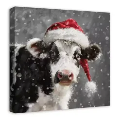 Sale Snowy Santa Cow Canvas Art Print Christmas Art & Wall Decor