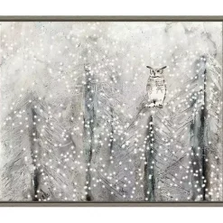 Snowy Scene with Owl Canvas Wall Plaque Christmas Art & Wall Decor