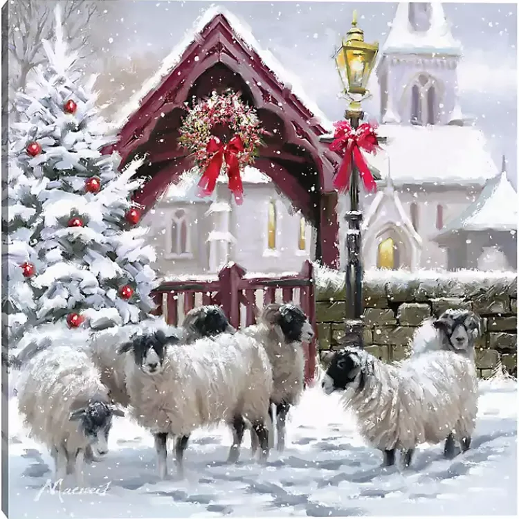 Snowy Sheep Christmas Canvas Art Print Christmas Art & Wall Decor
