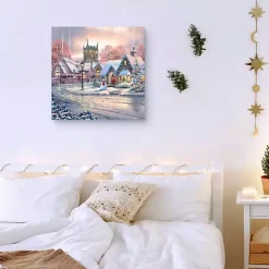 Online Snowy Sunset Christmas Village Canvas Art Print Christmas Art & Wall Decor