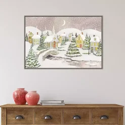Sale Snowy Tree Scene Christmas Canvas Wall Plaque Christmas Art & Wall Decor