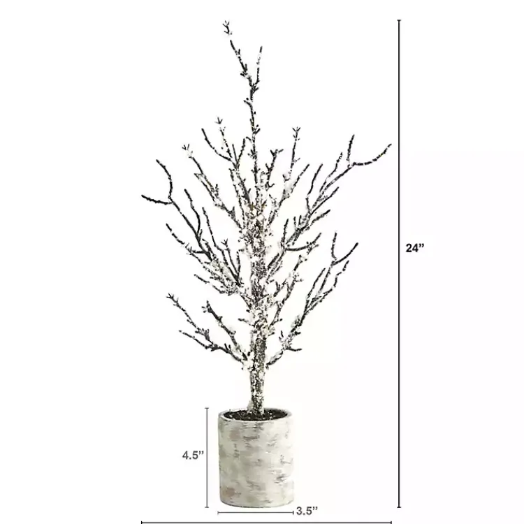 Sale Snowy Twig Tree in Birch Trunk Planter, 24 in. Trees & Topiaries
